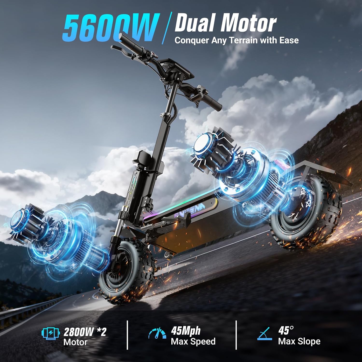 電動スクーター（大人用）- 5600Wデュアルモーター、時速 - 60V 5600W Dual Motor Electric Scooter のレビューと価格
